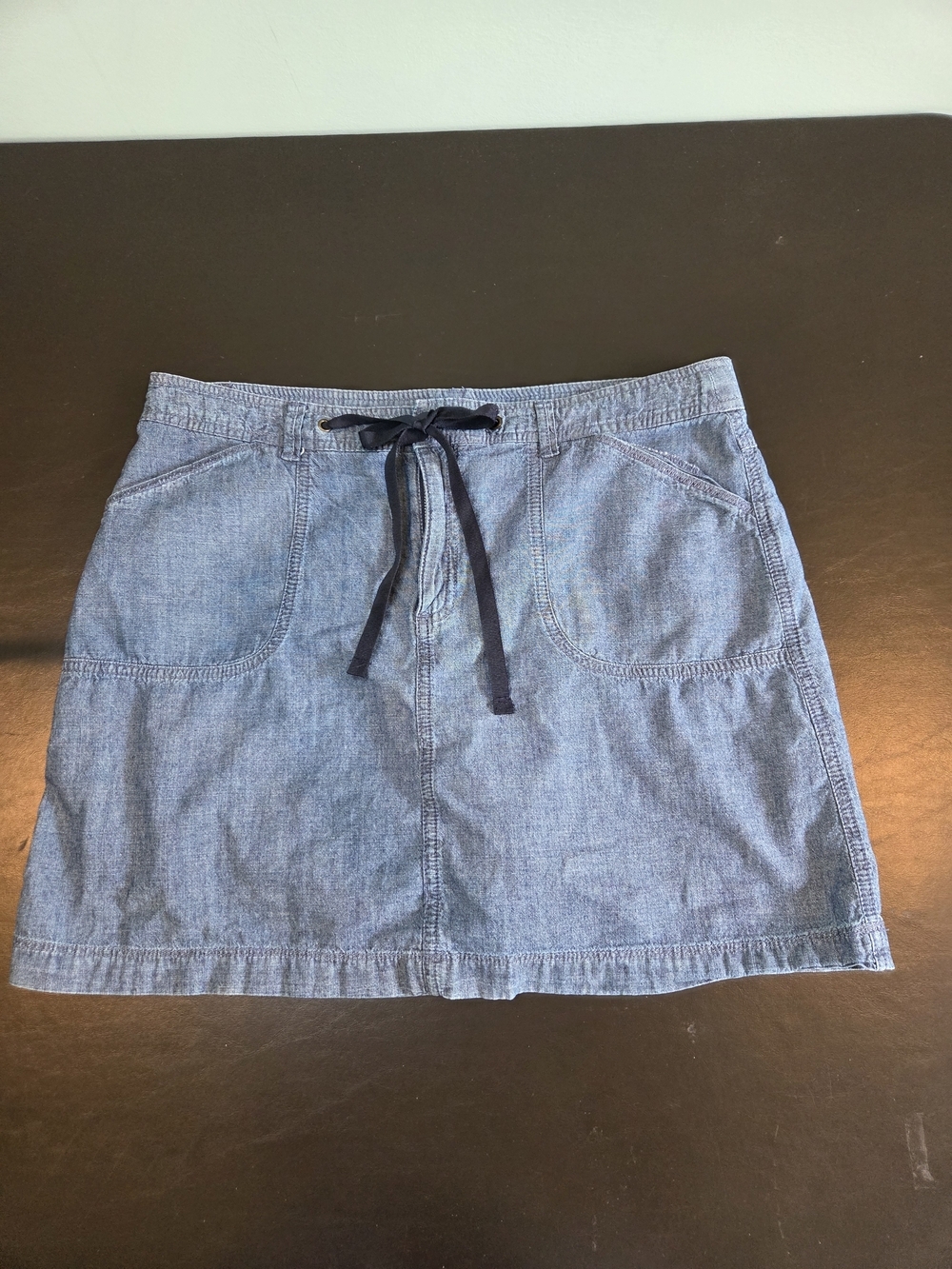 White Stag Size 12 Chambray Denim Skort with Drawstring Waist 100% Cotton - Picture 2 of 10